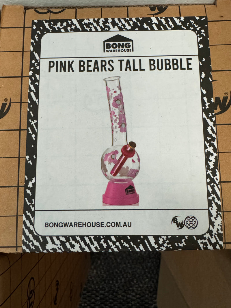 Pink Bears Tall Bubble 25cm - Pink Bong Warehouse