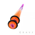ACRYLIC FAKE TAPER WITH HEMP MARBLE: Pink-16GA (1.2mm)-1/4" (6MM)-0GA (8mm)