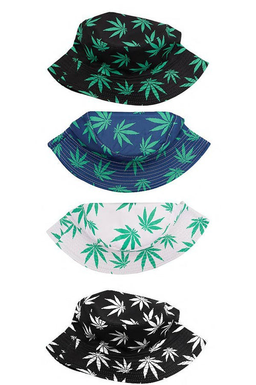 Weed Leaf Bucket Hat Blue