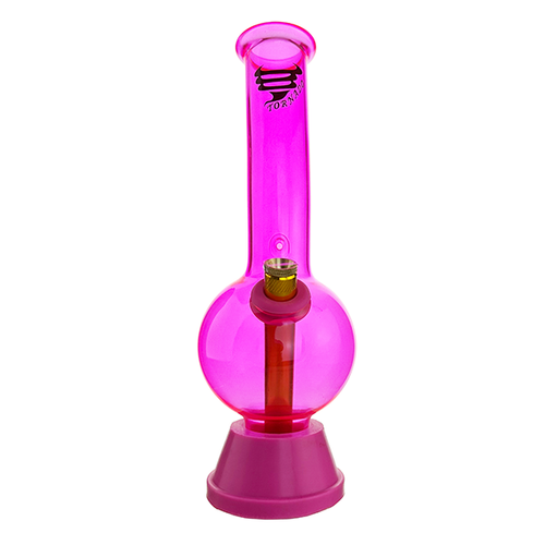 Medium Pink Tornado Glass Bong with Silicone Base, Grommet & Metal Bonza Stem 25cm
