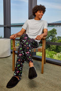 Weed 2pc Men's Pant PJ Set in a Bag: Black / XL
