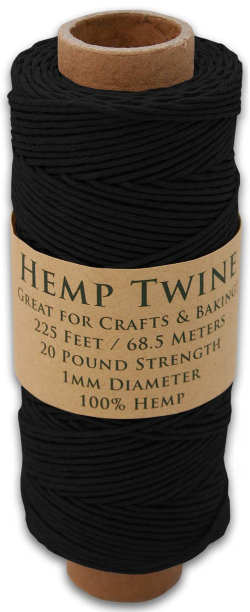 Hemptopia Hemp Twine spool, 225ft, 100% Natural: Black