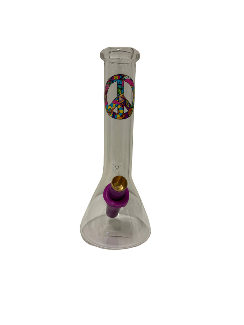 Small Glass Beaker Rainbow Peace 20cm
