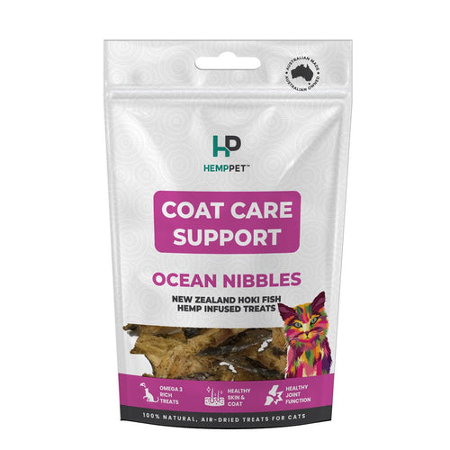 Coat Care Support | New Zealand Hoki Fish Hemp Infused Treats for Cats 70g