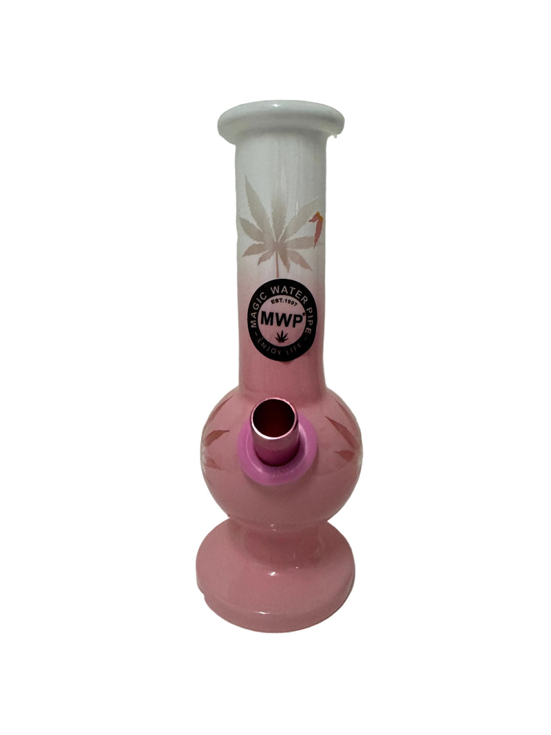 MWP Bent Bubbler Pink and White Leaf Print 20cm