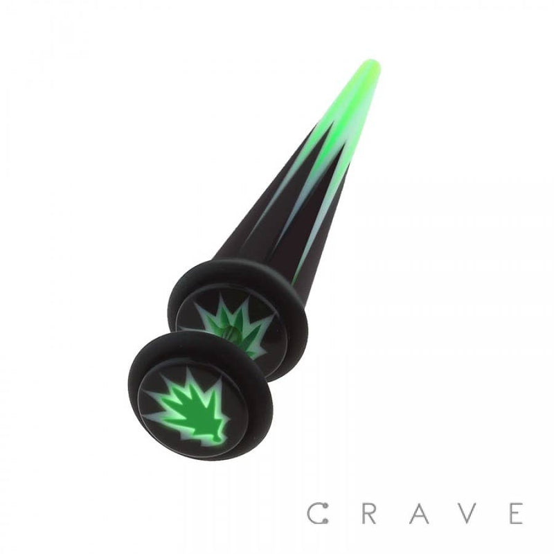 ACRYLIC FAKE TAPER WITH HEMP MARBLE: Black-16GA (1.2mm)-1/4" (6mm)-0GA (8mm)