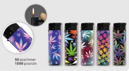 Flame Club Lighter Graffiti Leaves