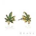 GEM HIP HOP MICRO PAVED HEMP SS PIN EARRINGS (MH042): RHODIUM/CLEAR-11MM