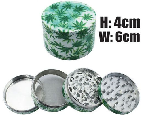 Grinder 6cm 4pce Leaf Design