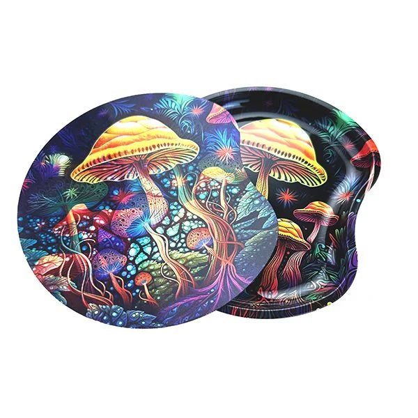 PSYCHEDELIC MUSHROOM METAL ROLLING TRAY WITH MAGNETIC LID – 18X17CM