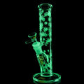 BILLY MATE GLOW IN THE DARK LEAF GLASS STRAIGHT BONG 25CM