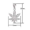 18K Gold Filled Cannabis Leaf  Necklace Pendant Micro Gold