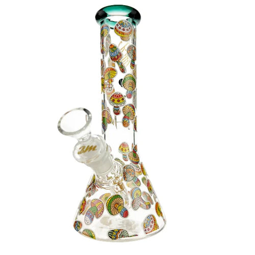 BEAKER BONG PSYCHEDELIC MUSHROOM DESIGN 23CM WITH ICE CATCHER & SHOTTY