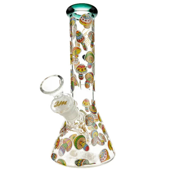 BEAKER BONG PSYCHEDELIC MUSHROOM DESIGN 23CM WITH ICE CATCHER & SHOTTY