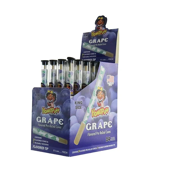 GRAPE HONEYPUFF 3 X PRE-ROLLED CONES WITH WOODEN FILTER