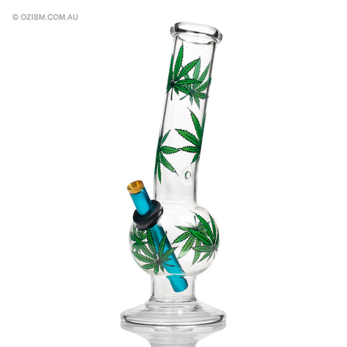 MWP Bent Bubble Bong Green Leaf Blue28c1