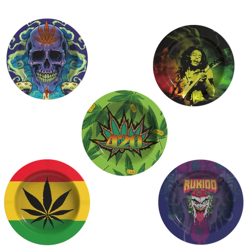 ROUND METAL ASHTRAY – MIXED DESIGNS