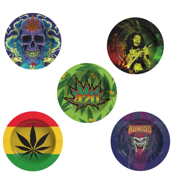 ROUND METAL ASHTRAY – MIXED DESIGNS