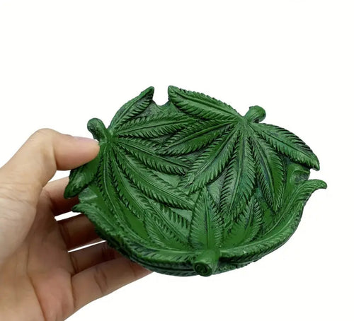 Green Leaf-Shaped Resin Ashtray