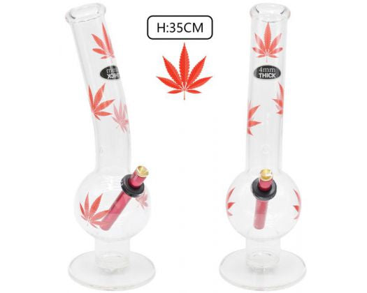 Large Bent Bubble Red Leaf 35cm - Get Hempified Store