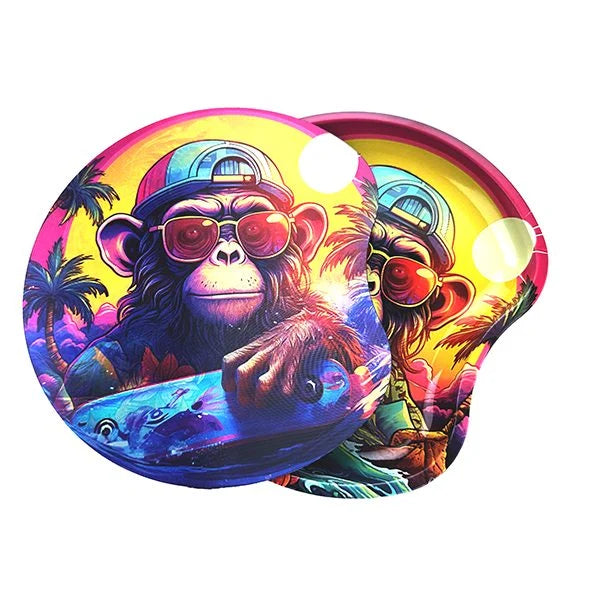 MONKEY BEACH VIBES METAL ROLLING TRAY WITH MAGNETIC LID – 18X17CM