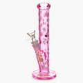 BILLY MATE PINK GLOW IN THE DARK LEAF STRAIGHT CYLINDER GLASS BONG 25CM DU 120350
