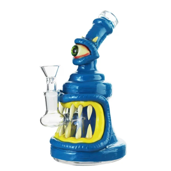 3D BLUE MONSTER GLASS BONG 20CM WITH SHOWERHEAD FILTER | DAB RIG