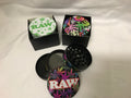 RAW Metal Herb Grinder 4-Piece 63mm – Hemp Leaf Design