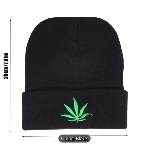 Hemp Plant Embroidery Beanie