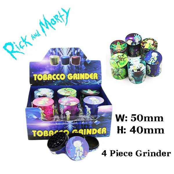 3D RICK & MORTY DESIGNS 4 PIECE 50MM HERB GRINDER
