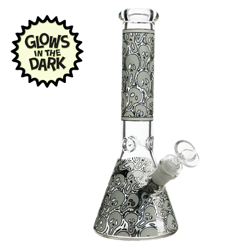 Glow In The Dark Skull – Scream Glass Beaker Waterpipe – 25cm
