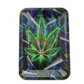 Tray with 3D magnetic  lid          Illuminated Marijuana Leaf Metal Tray –