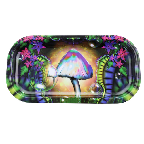 Tray with 3D magnetic lid.     Rainbow Rapture Shroom Metal Tray! 🍄