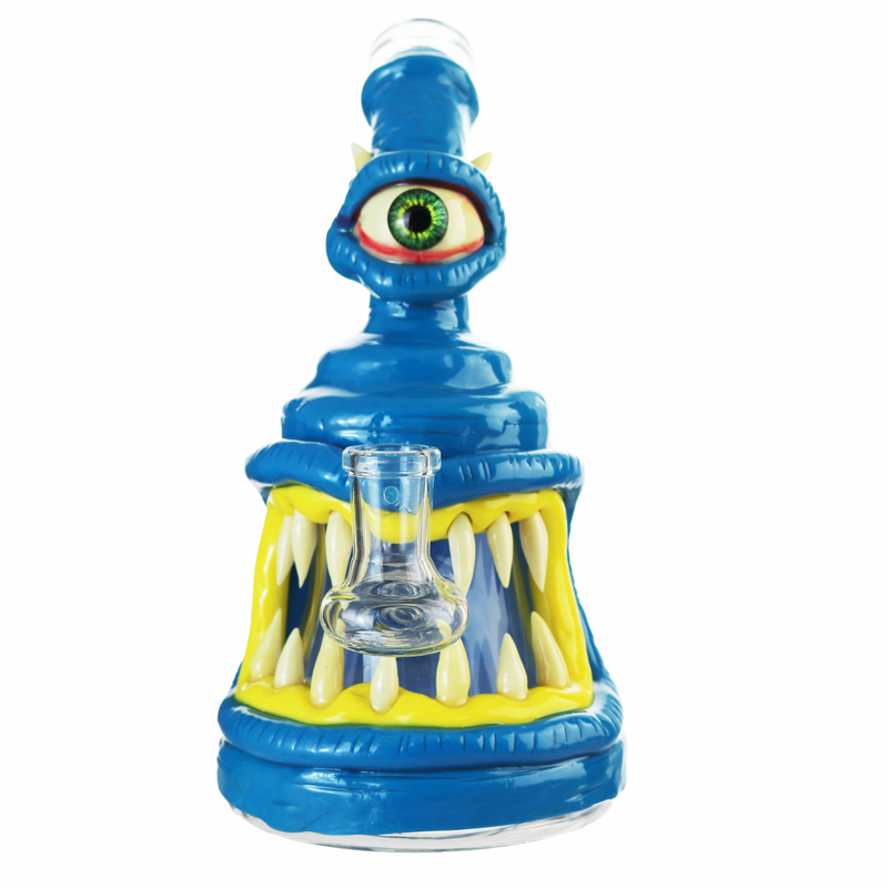 Du 120052.     3D Trouble Maker Blue Monster Waterpipe with Shower-head Filter (Dab Rig)