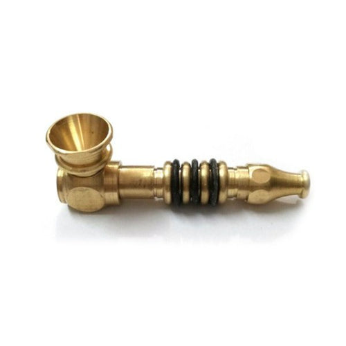 Brass Black Grip Tobacco Pipe 7.8cm