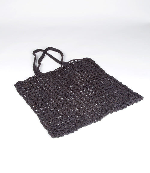 Cargo Net Shopper, Charcoal Jute Crochet with Macrame Handle