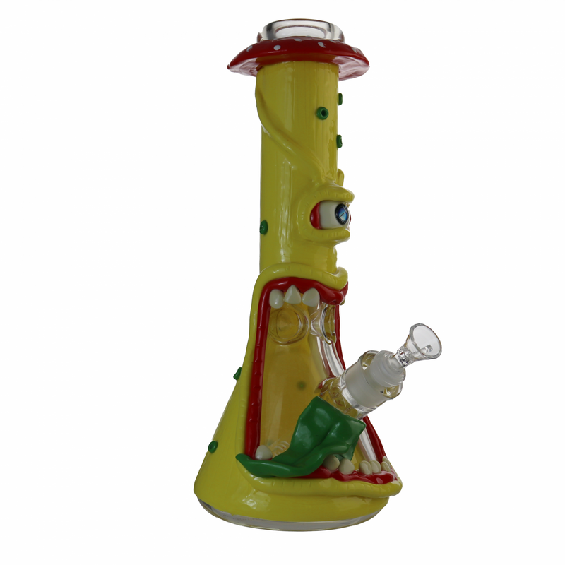 3D Yellow Mushroom Monster Waterpipe 7mm Beaker DU-12574