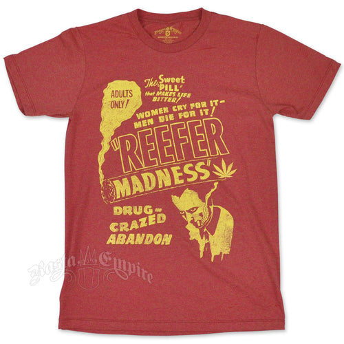 SEVEN LEAF REEFER MADNESS HEATHER RUSTY RED T-SHIRT – MEN’S