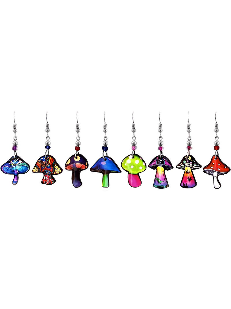 Acrylic Psychedelic Mushroom Shaped Earrings