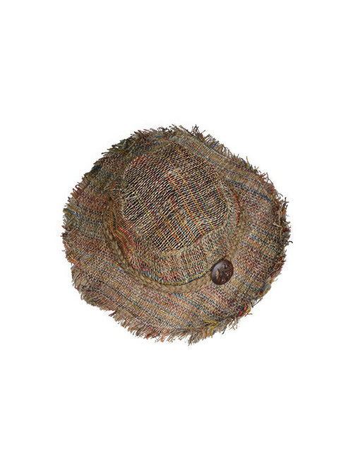 Woodstock Boogie Woven Hemp Hat with Wood Peace Sign Button