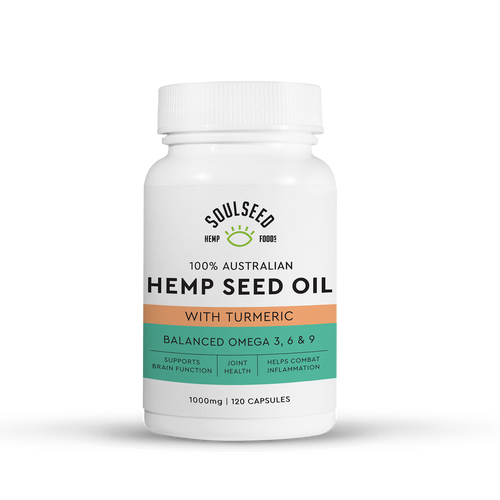 SOUL SEED AUSTRALIAN HEMP SEED OIL CAPSULES WITH TURMERIC (120PK)