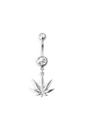 HEMP DANGLE 316L SURGICAL STEEL NAVEL RING: GOLD/CLEAR