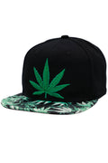 Marijuana Cannabis Leaf Weed Bush Print Snapback: Kelly Green