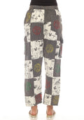 Cotton BW Mushroom  sun moon Patchwork Trouser D575: Extra Large - Get Hempified Store