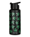 Thermal Insulated 32 Oz Weed Print Stainless Steel Bottle: Black / 32OZ