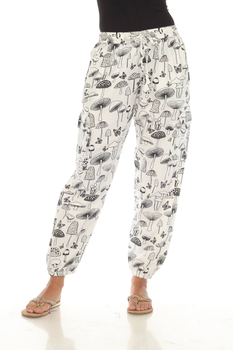 Cotton Butterfly Mushroom Print Yoga Trouser D278: Extra Large