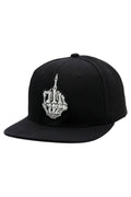 Middle Finger Up Skeleton Cotton Snapback: GRAY/BLACK / ONE SIZE