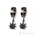 PAIR OF 316L SS EARRINGS W/GEM PAVED HEMP PENDANT: SS / CLEAR-3MM-9MM-