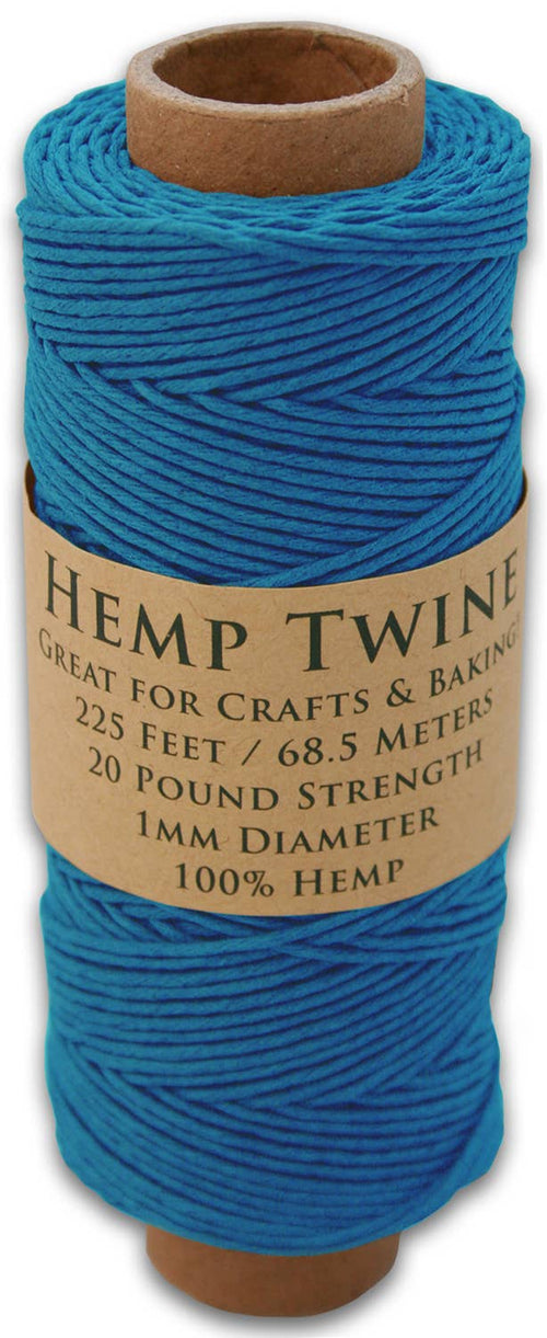 Hemptopia Hemp Twine spool, 225ft, 100% Natural: Blue