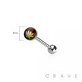 EPOXY ACRYLIC HEMP 316L SURGICAL STEEL TONGUE BARBELL